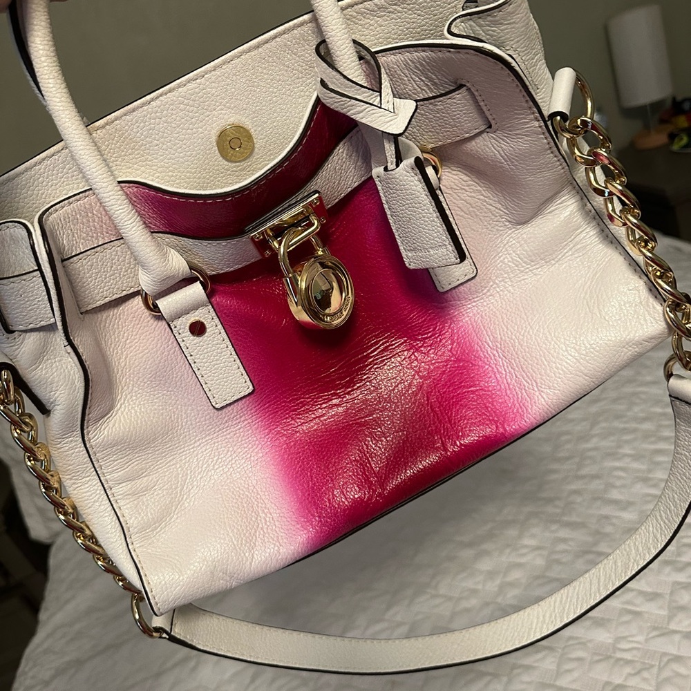 Vintage Michael Kors White and Pink Shoulder Bag